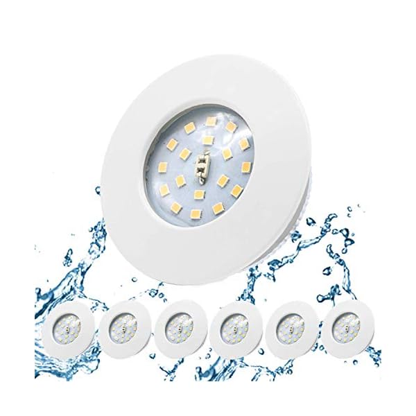 Kimjo LED Einbaustrahler 5W Neutralweiß 4500K Ultra Flach 25mm LED Badeinbaustrahler 500lm Rund Weiß IP44 für Badezimmer…