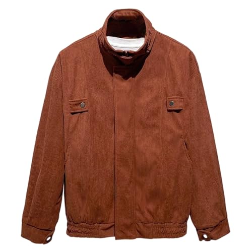 Munweiyu Chaqueta de pana para hombre, chaqueta de entretiempo fina y ligera, chaqueta de aviador, cuello alto, chaqueta bomber, chaqueta de campo, chaqueta americana, chaqueta de trabajo, vintage