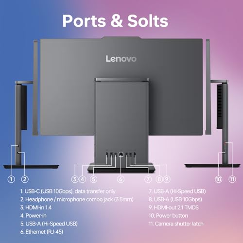 Image of Lenovo ThinkCentre All-in-One Desktop Computer, 23.8 inch FHD Touchscreen Display, 13th Gen Intel i7-13620H, 32GB DDR5 SODIMM, 1TB SSD, Webcam, HDMI, Wired Keyboard & Mouse, Wi-Fi 6, Windows 11 Pro