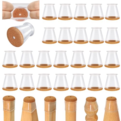 VIUME 椅子脚カバー 椅子あしキャップ シリコン クリアー 騒音 きず防止 レフィル付きフェルトシート 丸脚 角脚兼用 16個セット 円形 透明 小きい