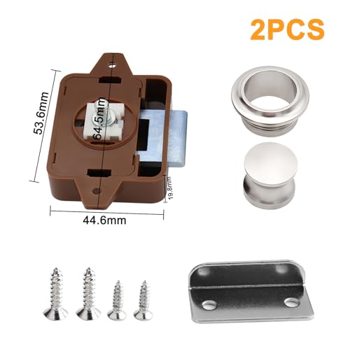 Aweisile Push Button Lock 2 Stück Push Button Catch Push Button Verriegelung,Taste Catch,Door Lock Verriegelung,Keyless-Schrank Lock Catch Druckknopf-Schlösser für Schranktüren