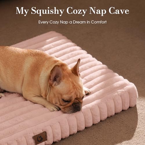 Image of Dog Beds for Extra Large Sized Dog, Orthopedic Pet Bed with Waterproof Lining, Soft Short Plush Surface & Egg Crate Foam, Machine Washable Pet Mat with Removable Cover & Anti Slip Bottom