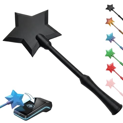 Sinlay Kartenetui Zauberstab Kreditkartenetui Magic Wand Card Holder 3D Gedruckter Kreativ Kartenhalter für Kreditkarte Lustig Kontaktlos Bezahlen Tap to Pay Feenstab Kartenhalter (Stern Schwarz)