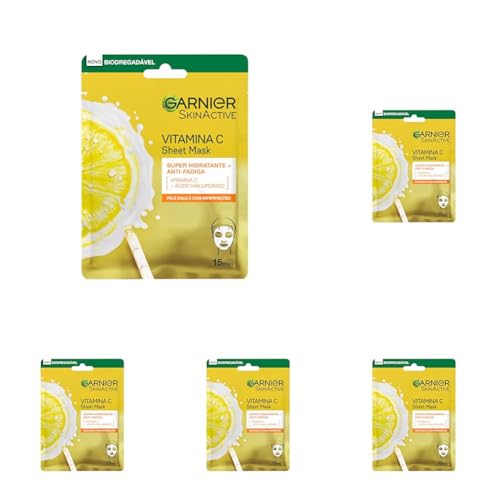 Garnier SkinActive Mascarilla Facial Vitamina C, 1 unidade (Paquete de 5)