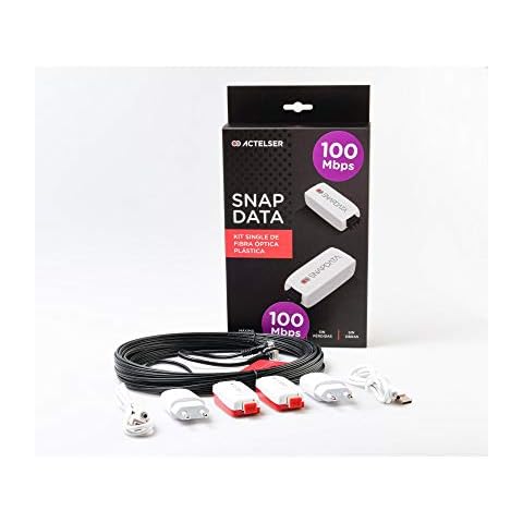 ACTELSER Kit Single 100 Mbps de Fibra Óptica Plástica Snap Data(20 Metros) Cover