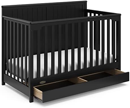 Graco Hadley 5-in-1 Convertible Crib with Drawer (Black) – Crib w...