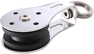 Weight Pulley, Stainless Steel Swivel Pulley, Heavy Duty Pulley Loading 300KG, 360 Degree M8 Swivel Ring Lifting Double Bearings Silence Traction Wheel for 3-8mm Steel Wire Rope