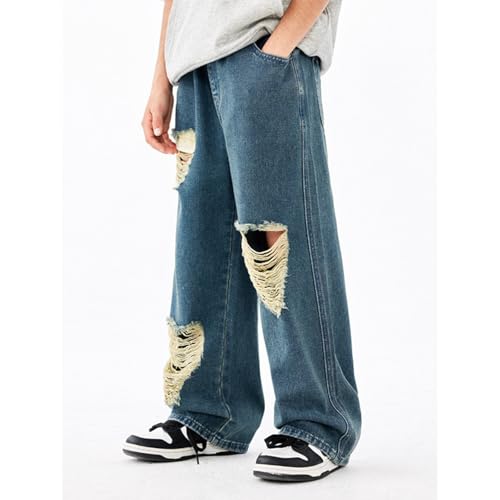 Baggy Jeans Kids Ripped Heart Loose Fit Wide Leg Jeans Skater Streetwear Baggy Pants Boys Distressed with Holes Washed3
