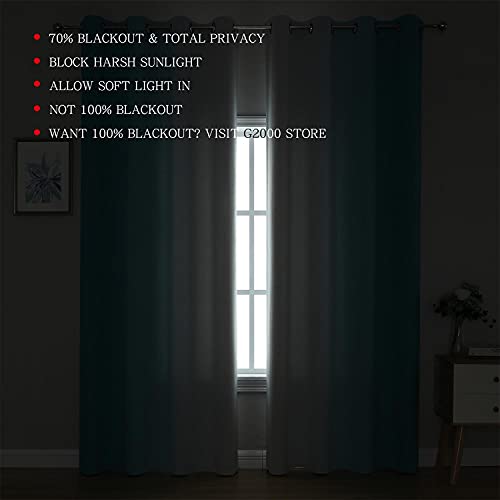 Image of G2000 Blackout Curtains & Drapes for Bedroom Living Room 84 Inches Long Turquoise and Greyish White Room Darkening Window Treatments Ombre Thermal Insulated Light Blocking Grommet Backdrop 2 Panels