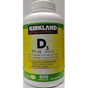 KIRKLAND Signature Extra Strength Vitamin D3, 600 Capsules, 50 mcg, 2000 IU
