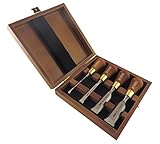 Narex 4 pc set 6 mm (1/4) , 12 mm (1/2) , 20 mm (11/16) , 26 mm (1-1/16) Butt Woodworking Chisels in Wooden Presentation Box 853750
