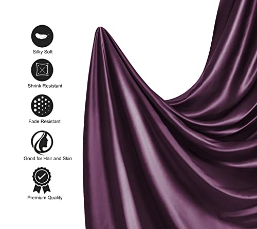 Lanest Housing Satin Sheets Queen Size Sets, Silky Soft Fade Resistant Bed Sheets With 1 24'' Extra Deep Pocket Fitted Sheet, 1 Flat Sheet, 2 Pillowcases(Purple, Queen) #TOP4