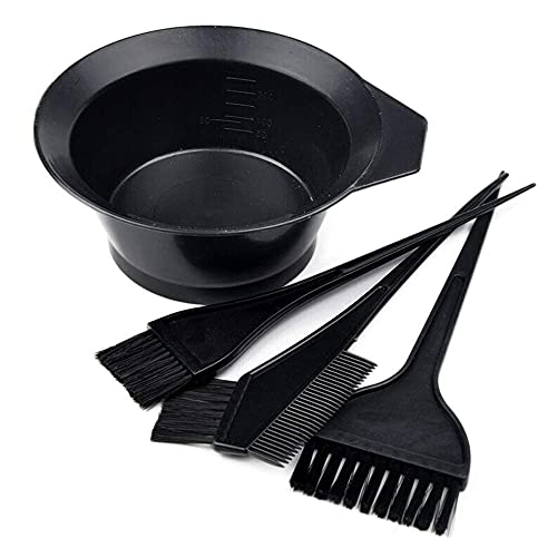 MOONMINI Hair Dye Color Brush and Bowl Set, Color Bowl Brushes Tool Mixing Bowl Kit Tint Comb for Hair Tint Dying Coloring Applicator (Black)