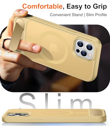 Image of Magnetic Compatible with iPhone 12 Case & iPhone 12 Pro Case, [Built-in Invisible Kickstand][Compatible with MagSafe][Military Grade Shockproof] Slim Translucent Matte Phone Case 6.1 inch