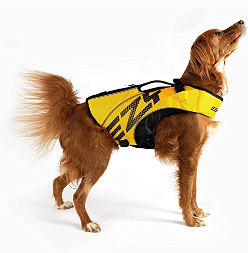 EzyDog Schwimmweste Hund – Premium Schwimmhilfe für kleine, mittlere & große Hunde – DFD X2 Boost Rettungsweste für Pool, Strand & Boot (XS, Gelb)