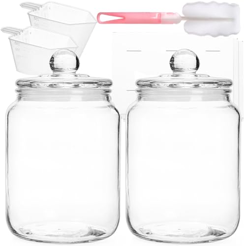 Nicunom 2 Pack Glass Jars, 2 L Wide Mouth Glass Jar for Kitchen Storage and Laundry Room Organization, Cookie Jar Glass Storage Containers for Dried Foods, Candy, Flour, Detergent Pods