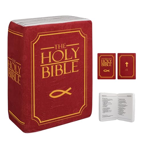 BXIZXD Bible Pillow Book Plush That Opens Cozy Faith Bible Plushies for Kids Adults Christian Gifts Decoration for Bedrooms Living Rooms (Red)