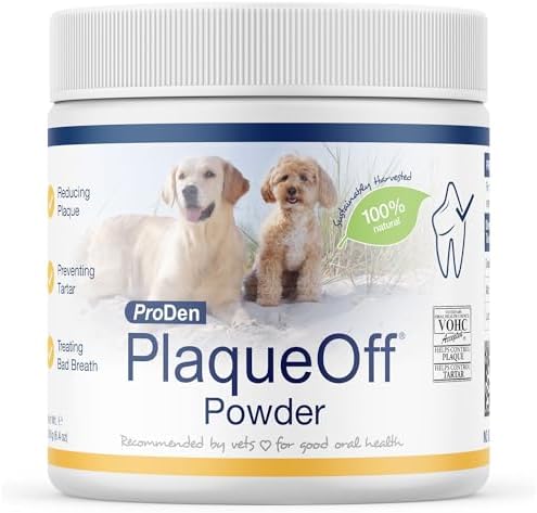 ProDen PlaqueOff Powder for Dogs & Cats – Pet Dental Care Supplement for Teeth Cleaning & Oral Health – Dog Breath Freshener & Plaque Remover – 180 g
