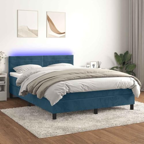 FWIKDUN Lit à sommier tapissier relaxant en velours avec matelas intégré, surmatelas doux pour la peau et bandes LED, avec matelas à ressorts ensachés et...