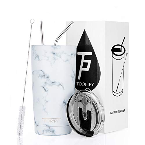 Toopify 20oz Stainless Steel Insulated Tumbler Travel Mug with Straw Slider Lid, Cleaning