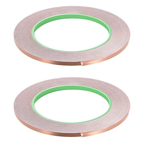 Image of Copper Foil Tape Conductive Adhesive Double Sided, [for EMI Shielding, Stained Glass, Paper Circuits, Grounding] - 1 /8 inch /98ft /2 Roll