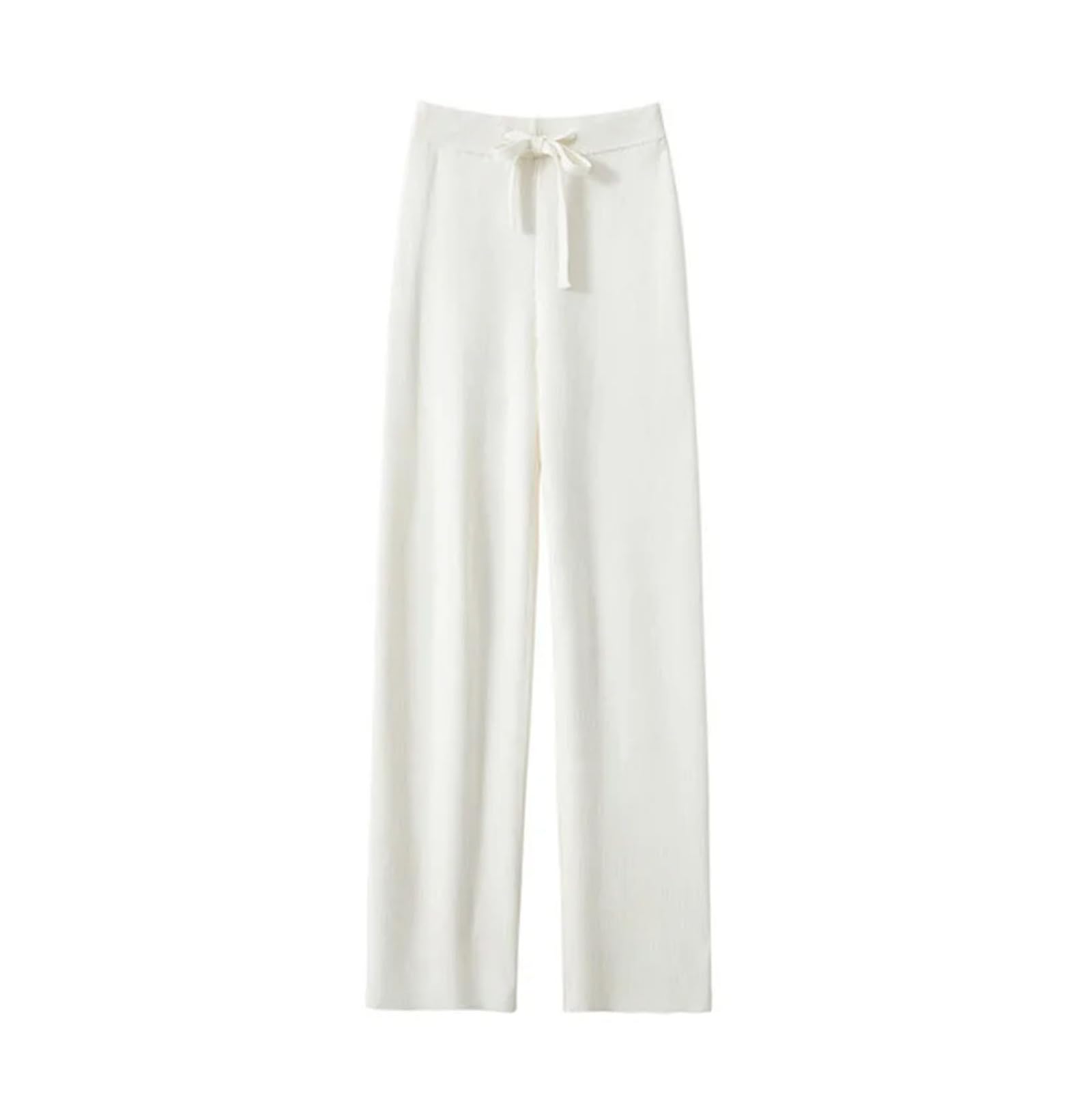 Pantaloni da donna a gamba larga lavorati a maglia coreana a vita alta con coulisse pantaloni dritti Streetwear eleganti pantaloni lunghi