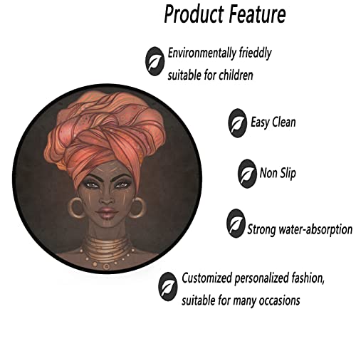 African Woman Round Area Rug 3Ft, Circle Rugs Circle Rugs Round Carpet Washable Floor Mats For Living Room Bedrooms Laundry Home Decor 3' Diameter #TOP2