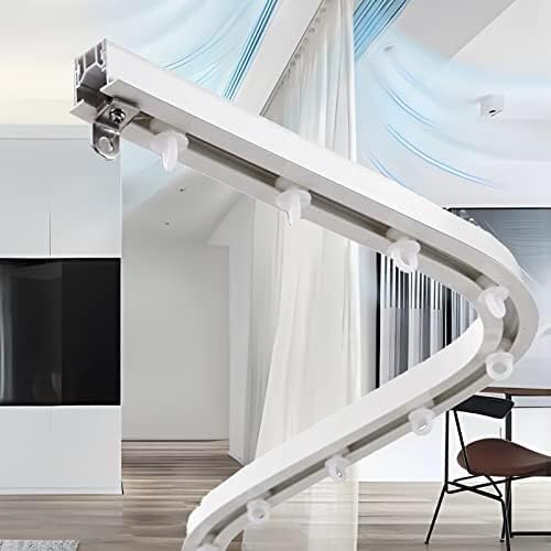 Deckenvorhangschienensystem aus Aluminiumlegierung, biegbare Raumteilerstange für Badezimmer, Erkerfenster, Balkon, flexible 1,5 m Befestigungslösung