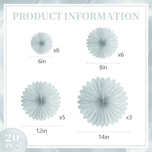 Image of 20 Pcs Gary Hanging Paper Fan, Hanging Honeycomb Round Paper Fans for Weddings, Birthdays, Christmas, Baby Showers, Classroom, Events Ceiling Party Supplies Decorations
