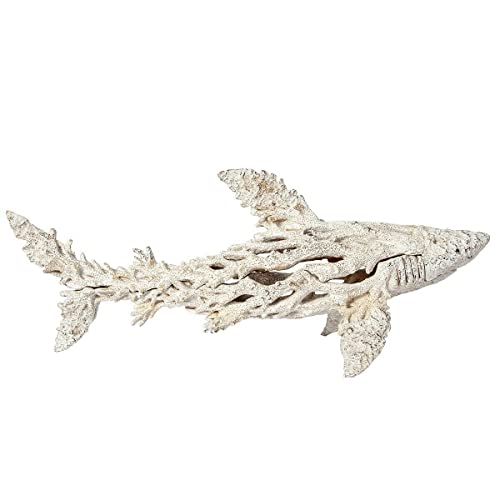 Nautical Ocean Decor Coral Reef Shark Beach Home Decor Coral Look Polystone Tabletop Collection (White) #TOP1