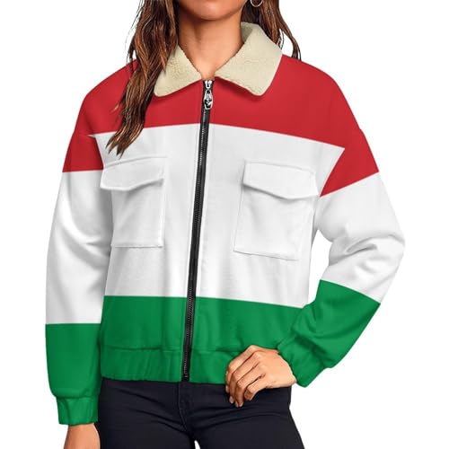 Veste d'hiver chaud sherpa avec poches blouson polaire femme à rayures