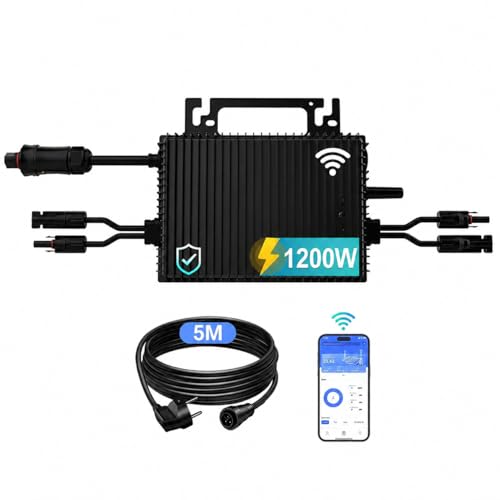 SUKFLOW Mikro Onduleur 1200W, Onduleur Solaire PV avec WiFi, IP67 Étanche, Câble AC 5m pour Kit Solaire Balcon,4 MPPT Intégré, Application Mobile Plug &...