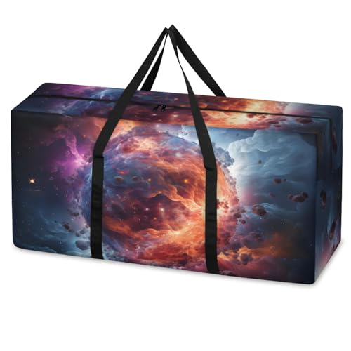 Bright Galaxy Extra Large Moving Bags Heavy Duty Storage Bags Glitter Galaxy Cloth Wrap Around Handles Double Zipper Reusable Convenient Foldable Storage Tote for Travel Camping Space Save
