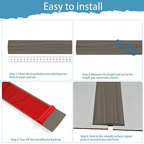 14Ft Floor Transition Strip Self Adhesive Floor Cover Strip Thresholds For Doorways 2Inch Wide Flexible Pvc Vinyl Floor Flat Divider Strip Door Gap Connecting Strip, Grey Wood Grain #TOP2