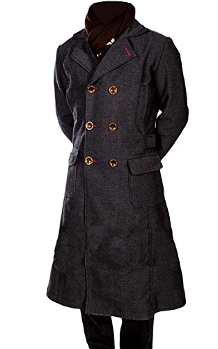 Men's Sherlock Holmes Benedict Cumberbatch Wool Long Trench Coat Jacket3