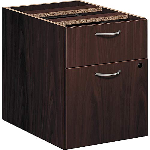 Hon Foundation Pedestal File - 15.5" X 20.6" X 20.5" - 2 X File Drawer(S), Box Drawer(S) - Material: Metal Handle - Finish: Mahogany, Thermofused Laminate (Tfl), Silver Handle #TOP8