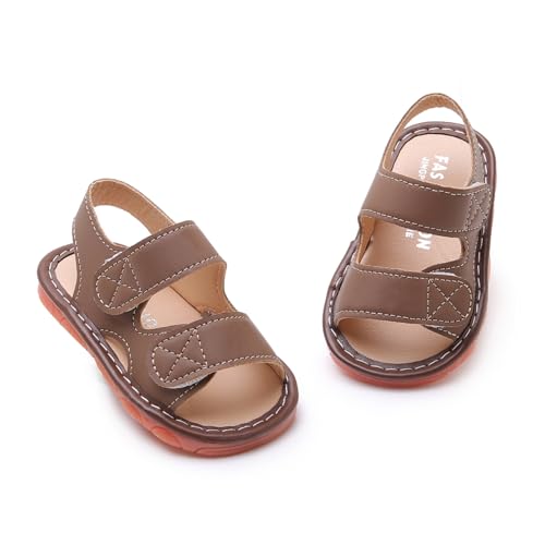 Image of WILLFUN Baby Boy Girl Summer Infant Squeaky Sandals Premium Rubber Sole Closed-Toe Non-Slip Shoes Toddler First Walkers