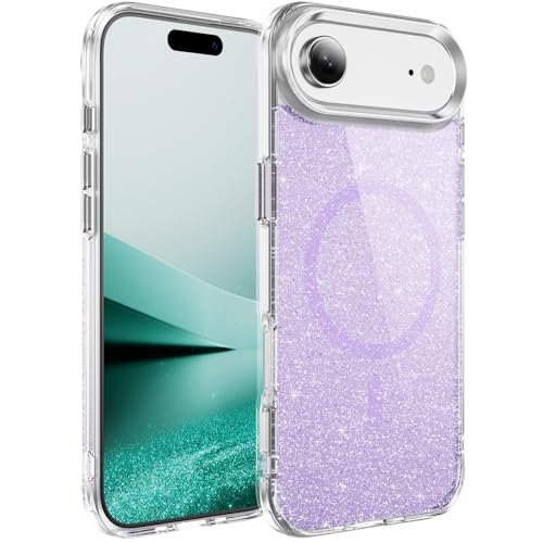 IMIRST Funda Glitter para iPhone Air, [Compatible con MagSafe] Anti-Amarillo Fina y Suave Antirrayas Brillante Purpurina Protectora contra Golpes para iPhone Air 6.5'', SG Morado