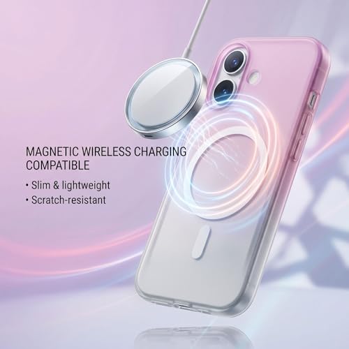 Image of amazon basics Paper Thin Case Cover for iPhone 17 | Matte Finish | Gradient Case, Shaded Color | Compatible with magsafe | (Purple White, iPhone 17)