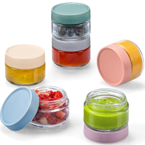 NETANY 2oz Glass Salad Dressing Containers 6-Pack Small Sauce Containers with Lids and Mini Condiment Cups Containers To Go Glass Jars for Meal Prep Lunch box