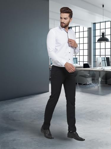 Image of Pinkmint Mens Long Sleeve Button Down Shirt for Men Collared Casual Formal Soild Shirt