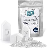 ILP 1 kg Beton Pulver Weiß - Bastelbeton zum Gießen - Zum Basteln von DIY Deko - Kreativ Beton - Gießbeton - Bastel Beton für Kreative, Kindergeburtstag oder als Erweiterung von DIY Set Geschenken