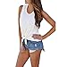Produktbild Leey Damen Sommer Tank Tops Frauen Ärmellos Bandage T-Shirt Casual Rundhals Bluse Elegant Oberteile Mode Hemd Lose Cami Weste Unterhemd Longshirt Kurz Trägershirts Off Shoulde Camisole (Weiß, M)