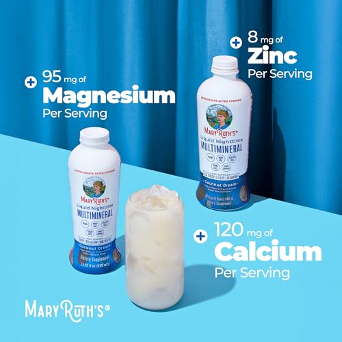 Image of MaryRuth's Liquid Nighttime Multimineral | NO Melatonin | Bedtime Routine | Magnesium Citrate | Calcium | Zinc | Vitamin D3 | Available in 4 Flavors | Vegan | Sugar Free | Gluten Free | 32 Oz