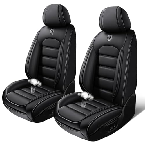 Image of Seat Covers for Subaru Outback 2006-2024,2PCS Nappa Leather Car Seat Covers,Waterproof Seat Protectors Auto Seat Covers,Breathable Nonslip Interior Cover Seats for Cars(Solid Black)