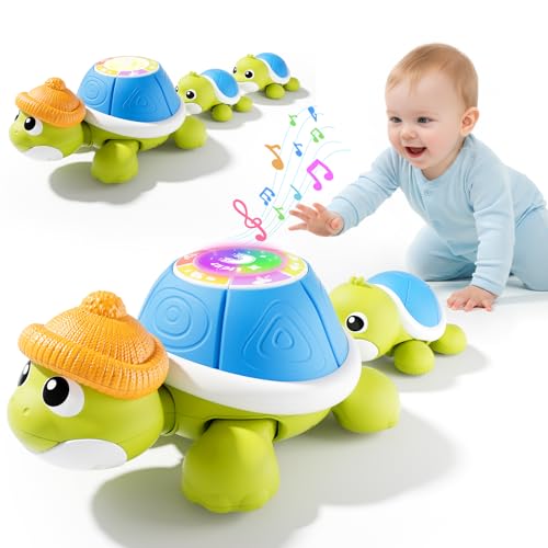 Image of BLF FUN Baby Toys 6-12 Months, Musical Turtle Crawling Toys with Mama and Babies, Baby Learning Toys with Light & Music, Christmas Birthday Gifts for Boys Girls 6,7,8,9-12 Months