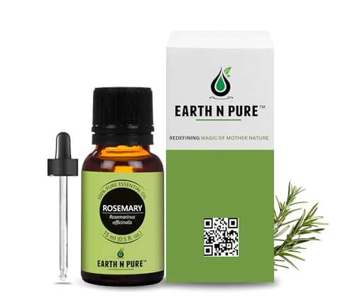 Image of Earth N Pure Rosemary Essential Oil for Hair Growth & Scalp Care - 100% Pure Natural Rosemary Oil for Skin & Aromatherapy - Steam Distilled - 15ml