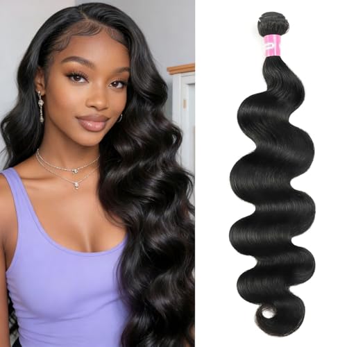 DMKEEP 12A Human Hair Bundles 30 Inch Body Wave Bundles Human Hair 100% Unprocessed Brazilian Raw Virgin Hair Single Bundle Quick Weave Human Hair Extensions Natural Color