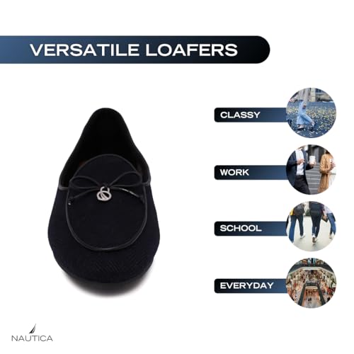 Image of Nautica Woman Flat Loafers Luxury Designer Penny Shoes Slip On Ballet Comfortable Everyday Moccasins for Work Office Outdoor