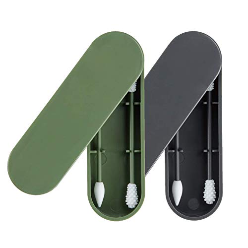 Preisvergleich Produktbild Wattestäbchen Wiederverwendbar, Lzfitpot 4pcs Silikon Wattestäbchen Doppelköpfige Kosmetikstäbchen Ohrenstäbchen mit Aufbewahrungsbox, Sicherheit, Umweltfreundliche Ohne Plastik, Waschbar & Tragbare